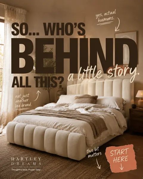 Advertisement, "Craftsmanship is in the Details," showing a hand finishing a bed frame