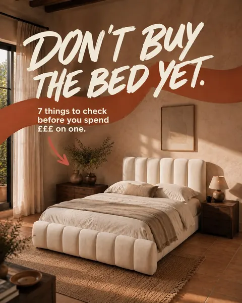Advertisement, "Don't buy the bed yet — 7 things to check before you spend"
