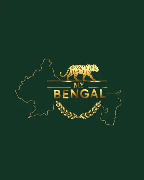 Logo — a gold tiger over a Bengal-region map outline on forest green